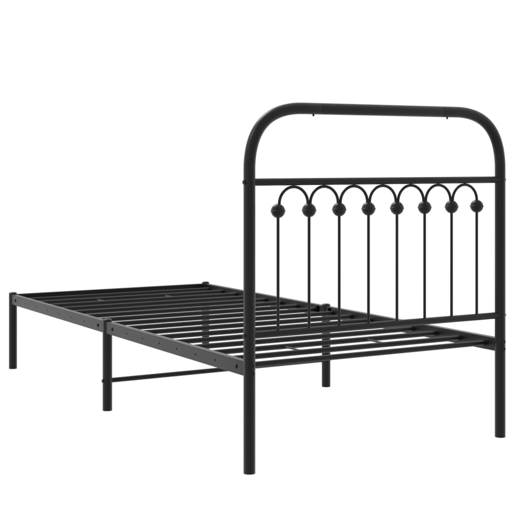 Sengeramme i metall med hodegavl svart 90x190 cm