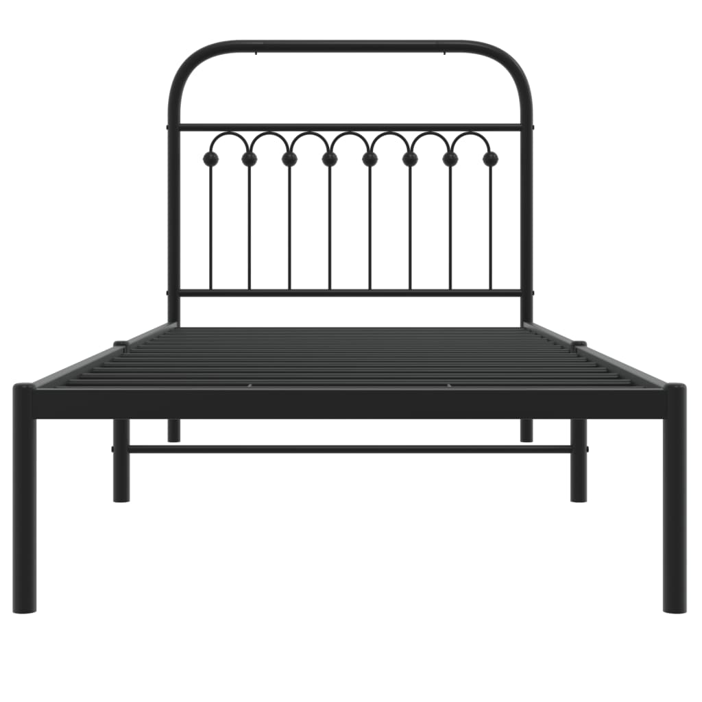 Sengeramme i metall med hodegavl svart 90x200 cm