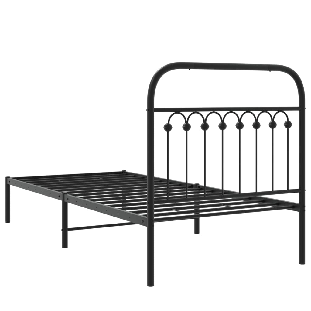Sengeramme i metall med hodegavl svart 90x200 cm