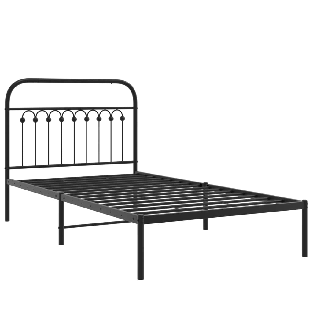 Sengeramme i metall med hodegavl svart 100x190 cm