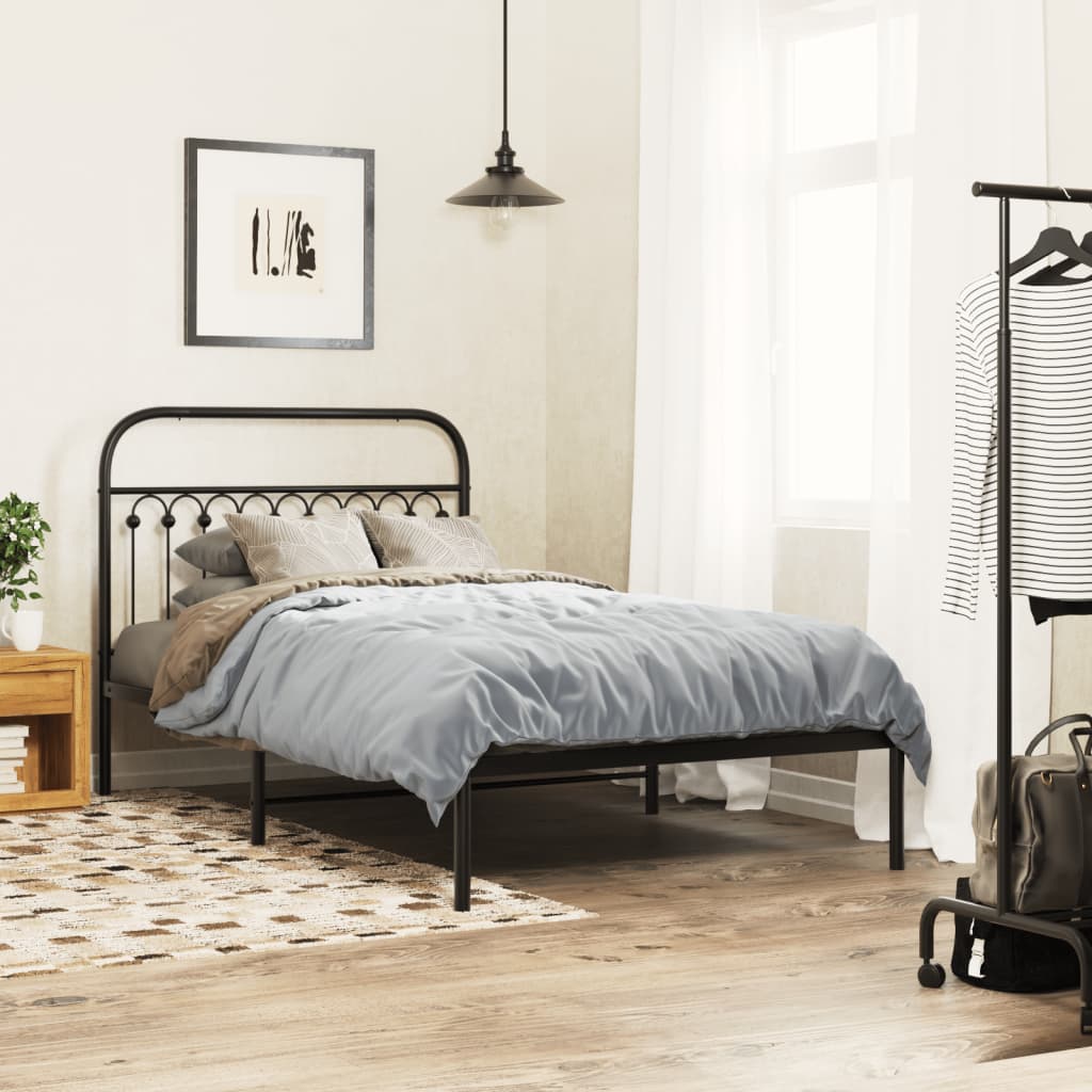 Sengeramme i metall med hodegavl svart 107x203 cm