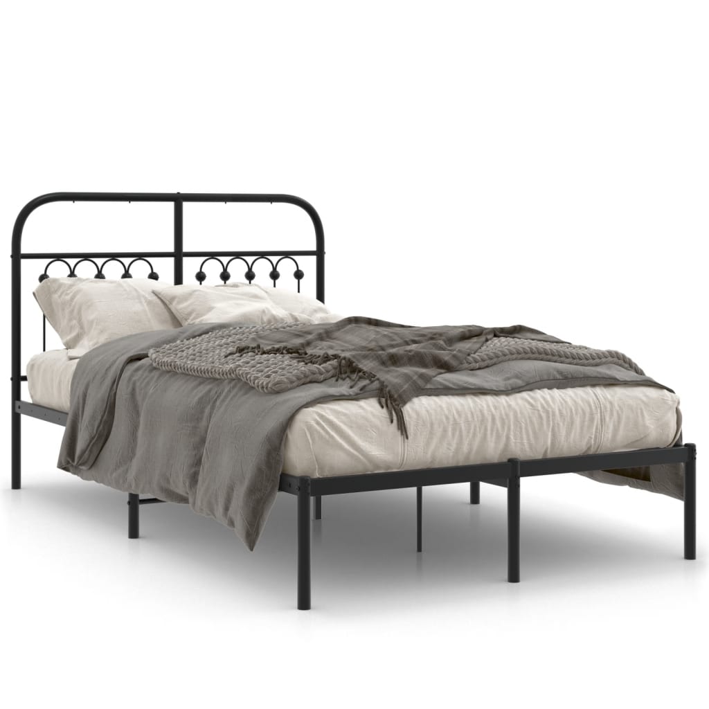 Sengeramme i metall med hodegavl svart 120x190 cm