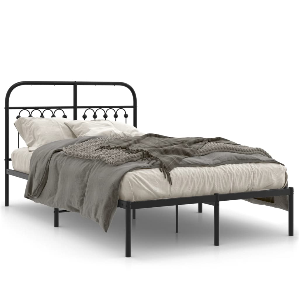 Sengeramme i metall med sengegavl svart 120x200 cm