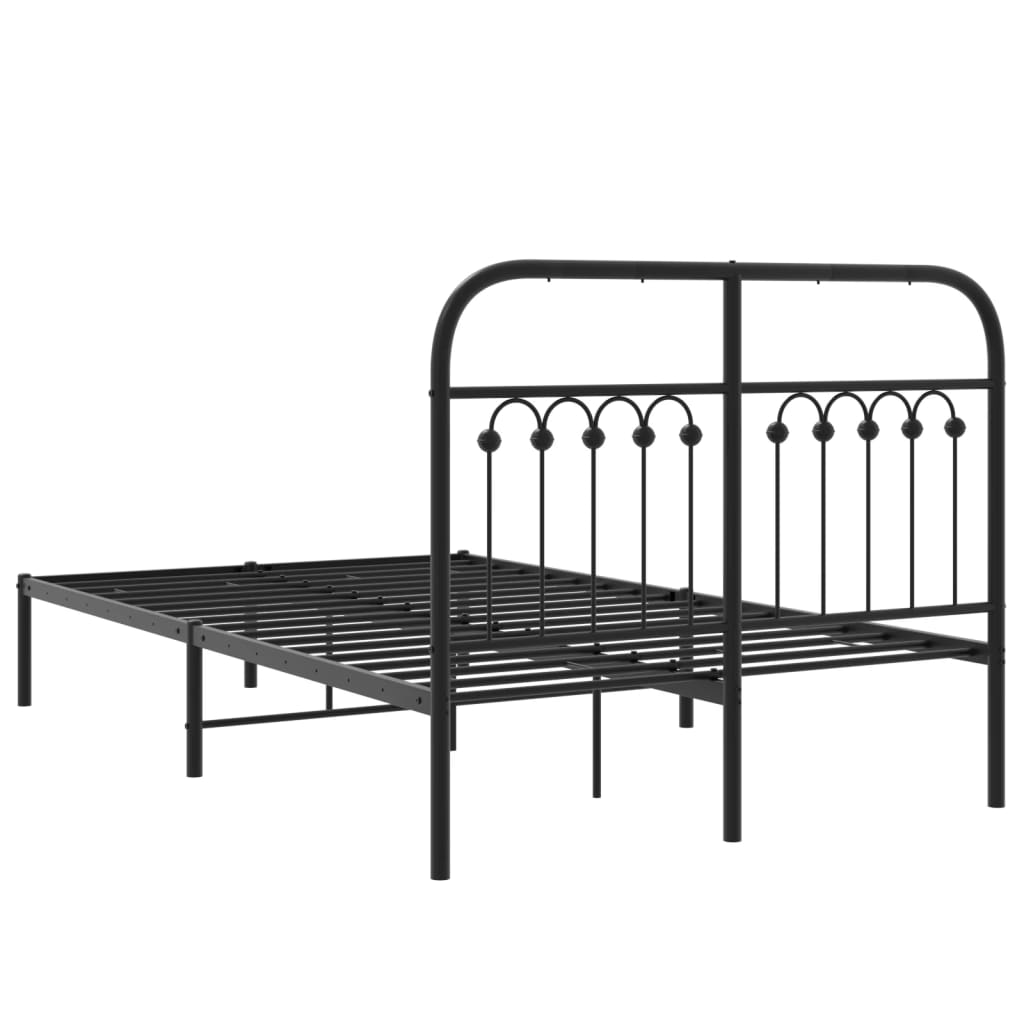 Sengeramme i metall med sengegavl svart 120x200 cm