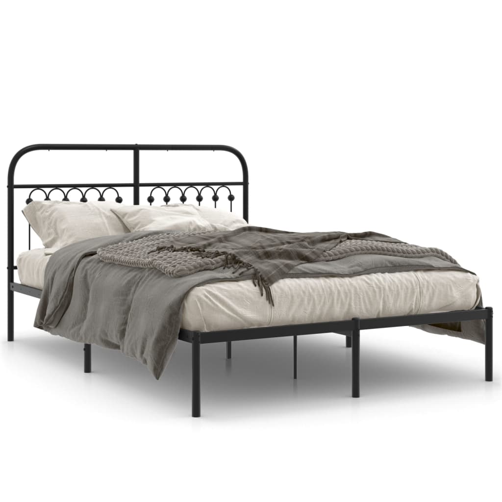 Sengeramme i metall med hodegavl svart 140x190 cm