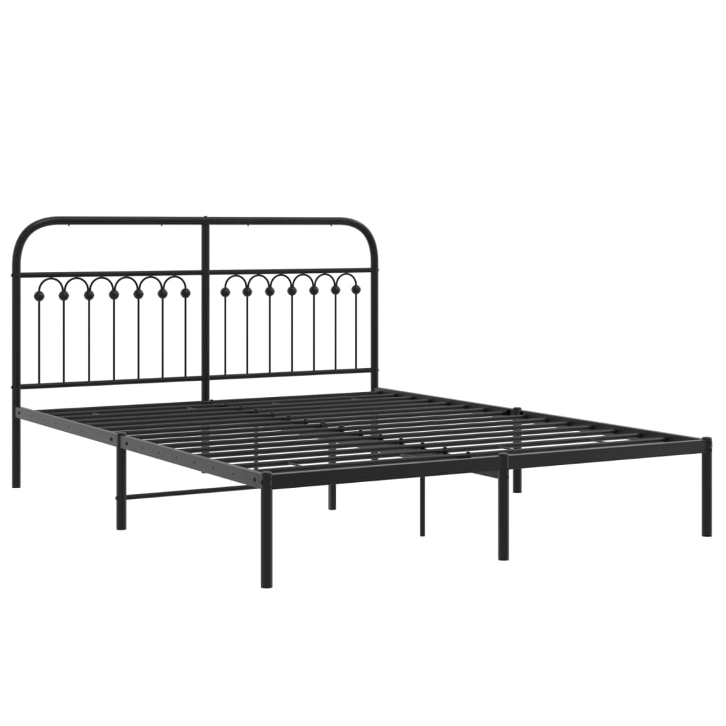 Sengeramme i metall med sengegavl svart 150x200 cm
