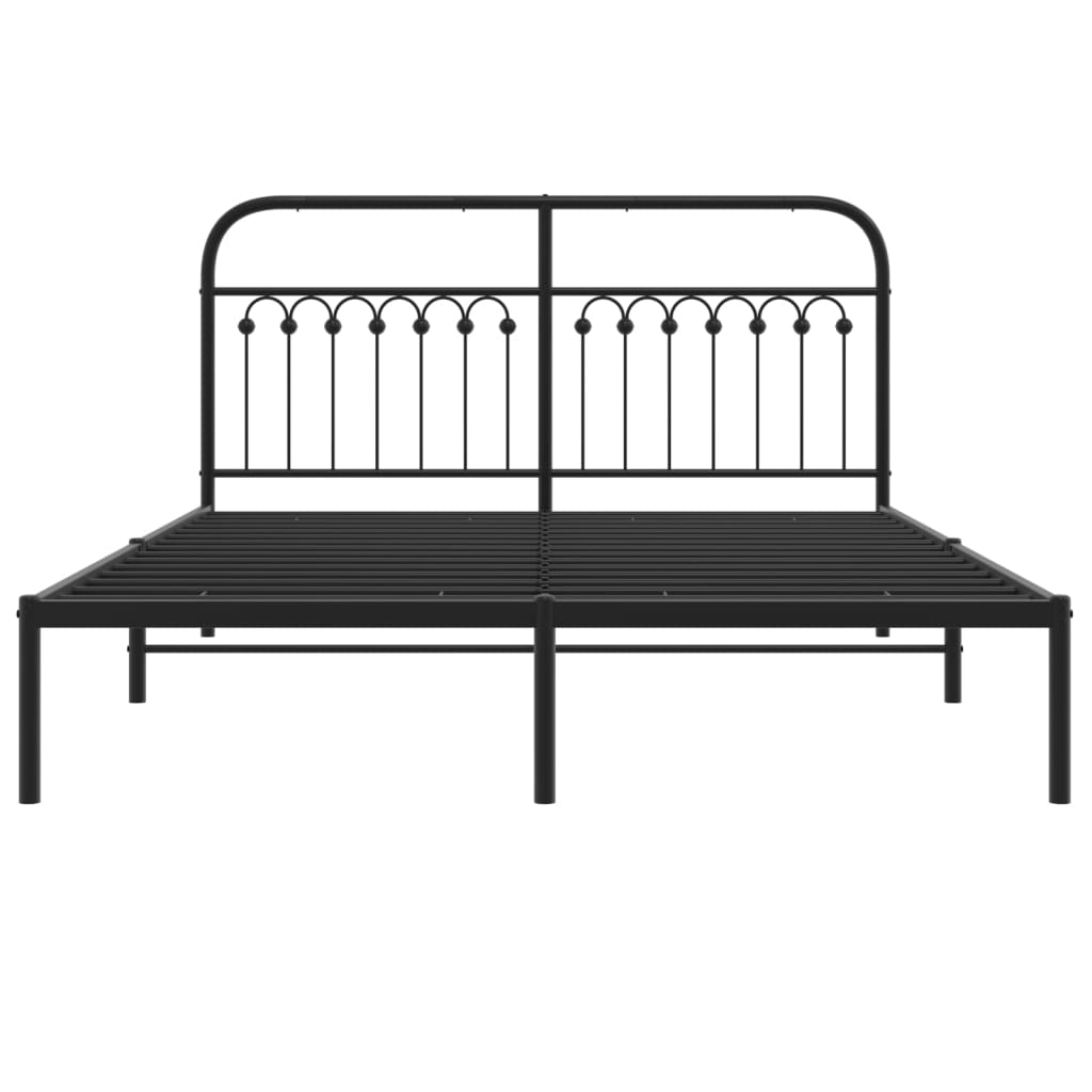 Sengeramme i metall med sengegavl svart 150x200 cm