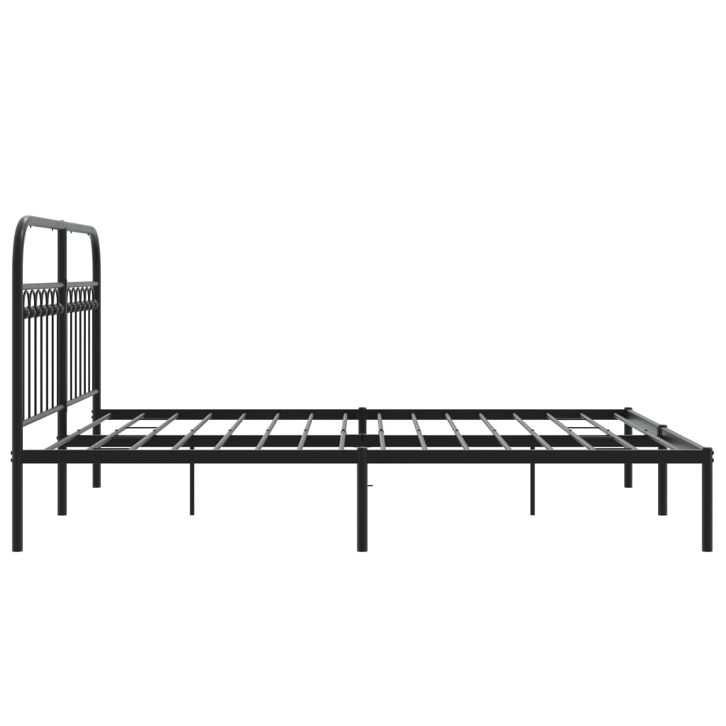 Sengeramme i metall med sengegavl svart 150x200 cm