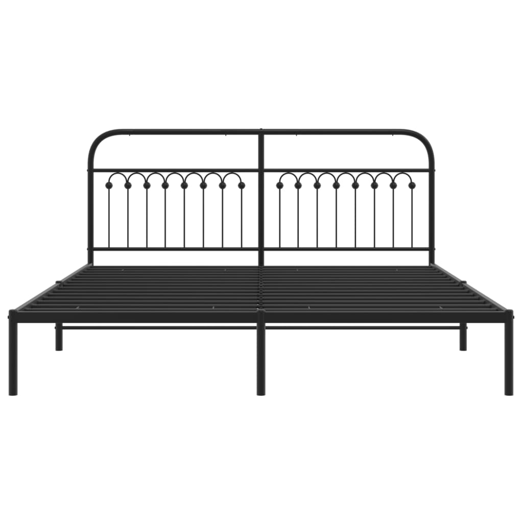 Sengeramme i metall med sengegavl svart 183x203 cm