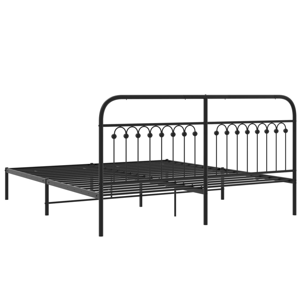 Sengeramme i metall med sengegavl svart 183x203 cm