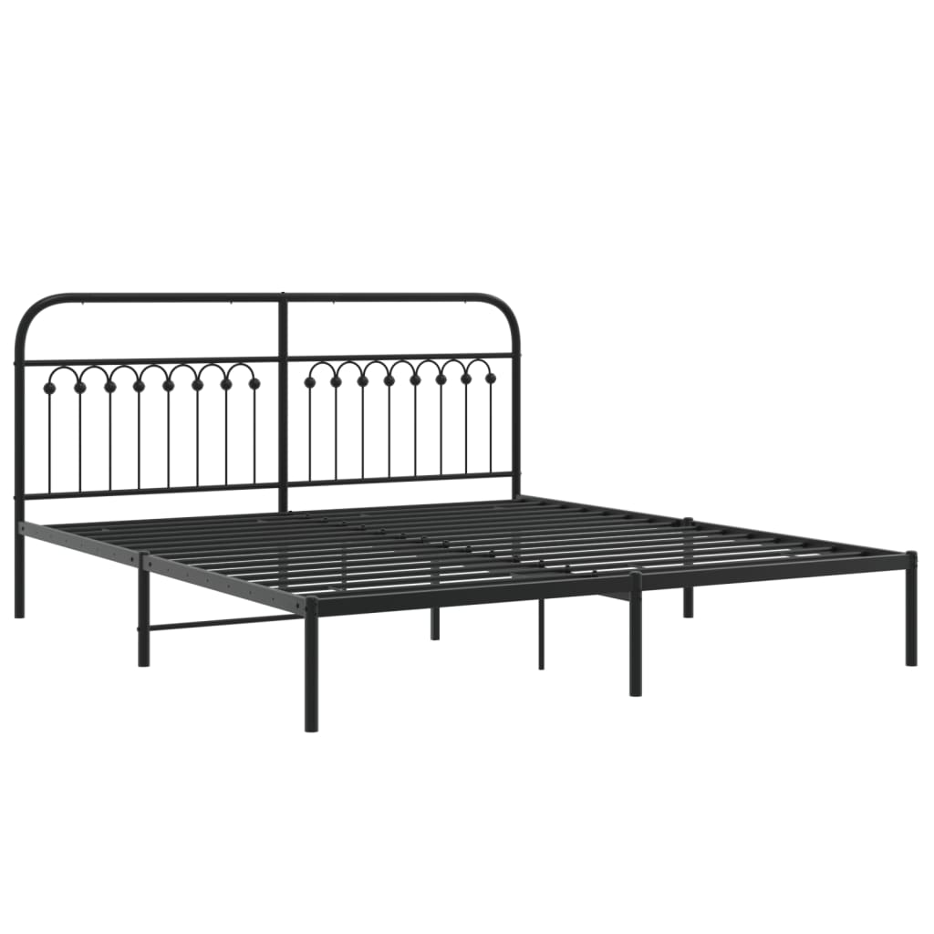 Sengeramme i metall med sengegavl svart 183x213 cm