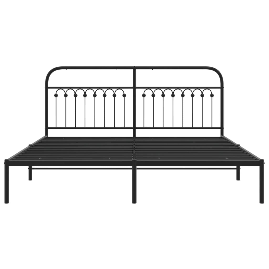 Sengeramme i metall med sengegavl svart 183x213 cm