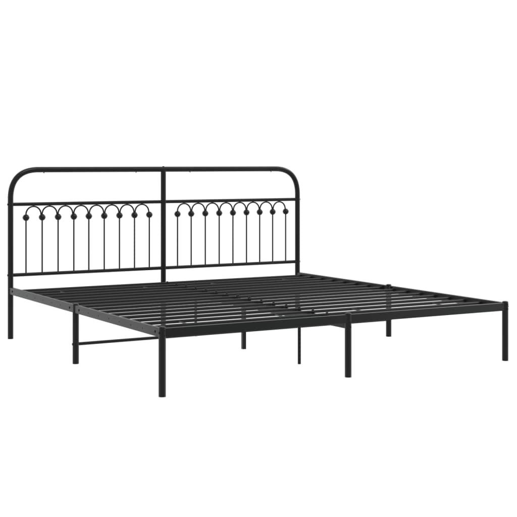 Sengeramme i metall med sengegavl svart 193x203 cm