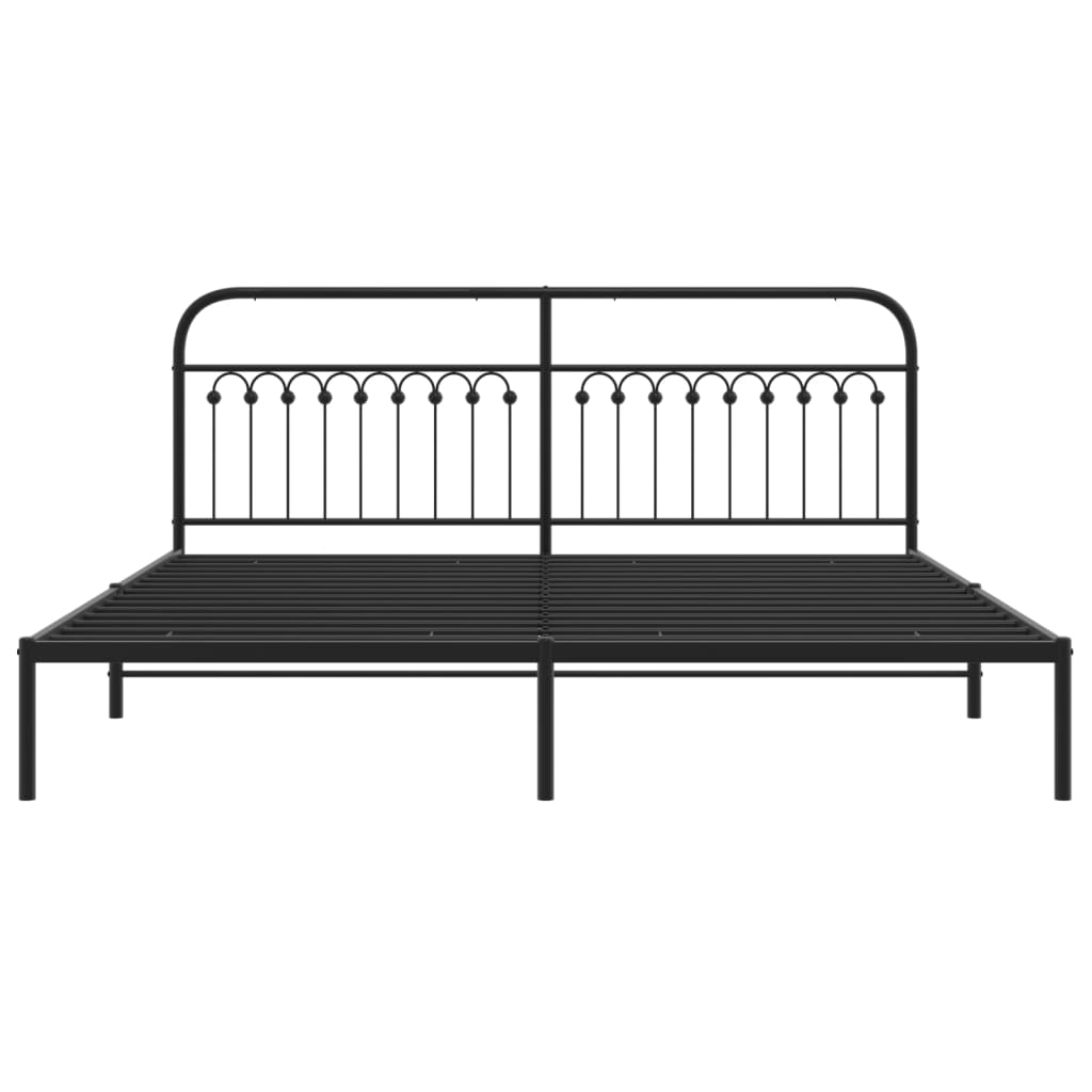 Sengeramme i metall med sengegavl svart 193x203 cm