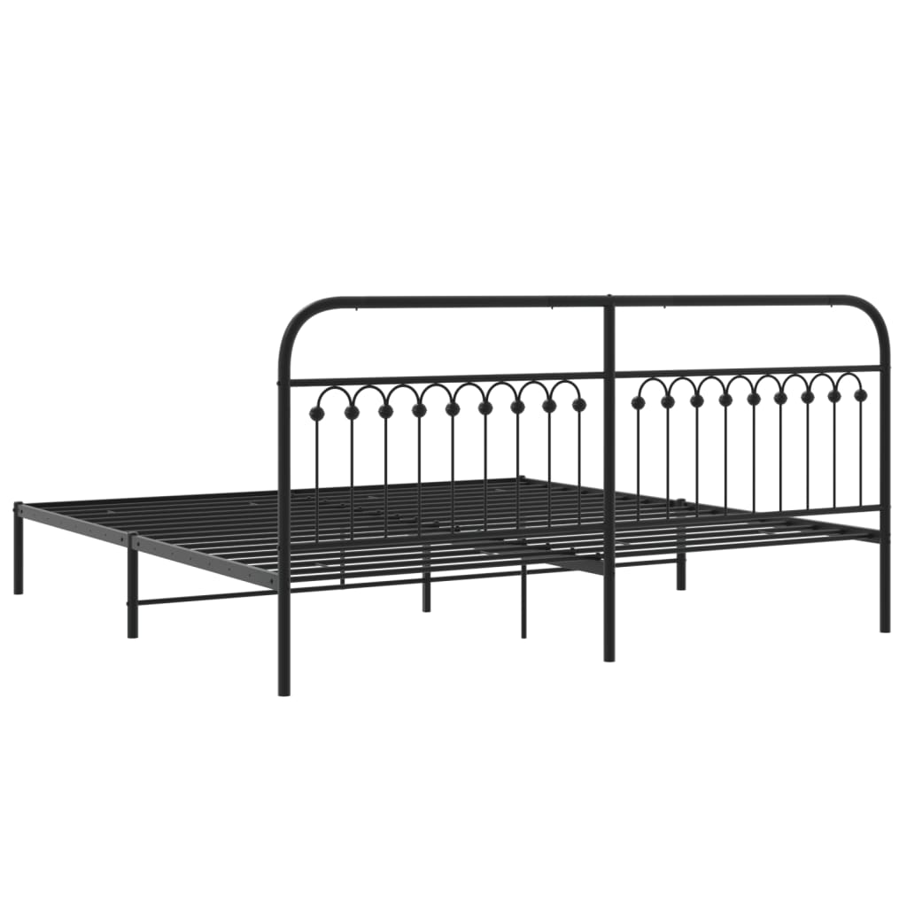 Sengeramme i metall med sengegavl svart 193x203 cm