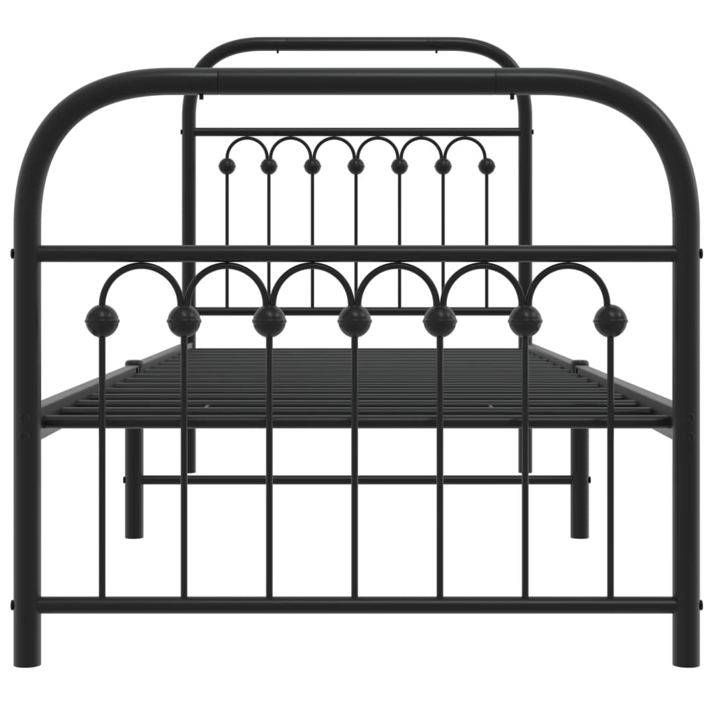 Sengeramme i metall med hode- og fotgavl svart 80x200 cm