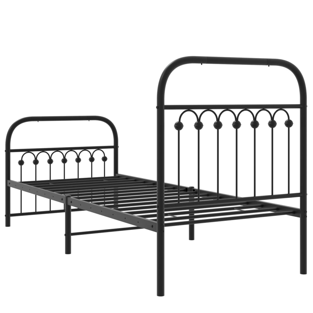 Sengeramme i metall med hode- og fotgavl svart 80x200 cm