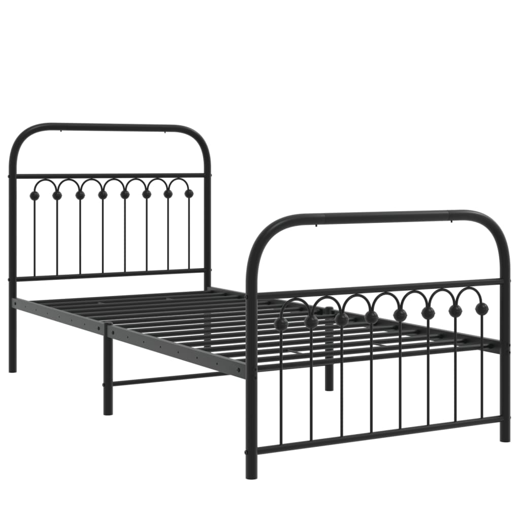 Sengeramme i metall med hode- og fotgavl svart 90x200 cm