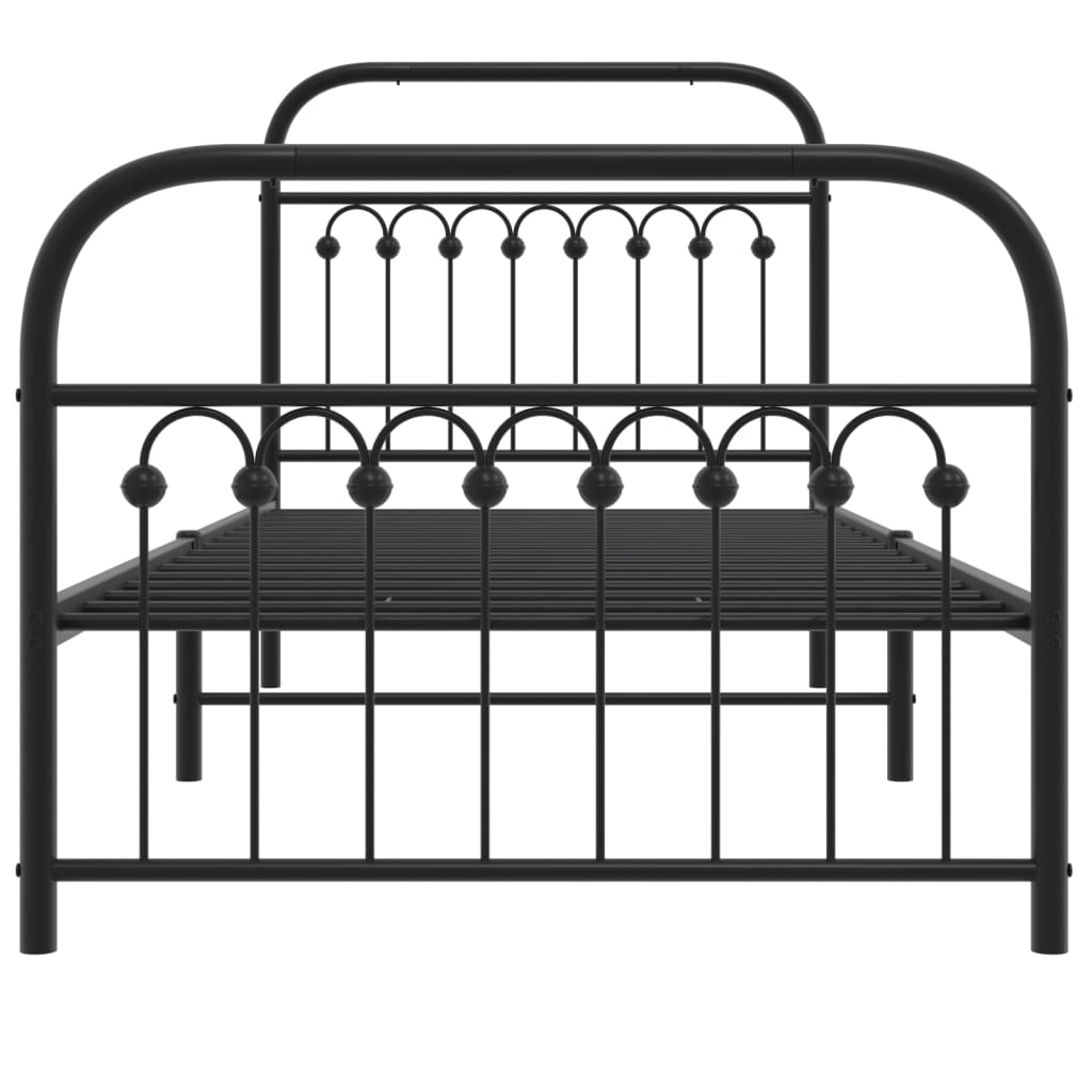 Sengeramme i metall med hode- og fotgavl svart 90x200 cm