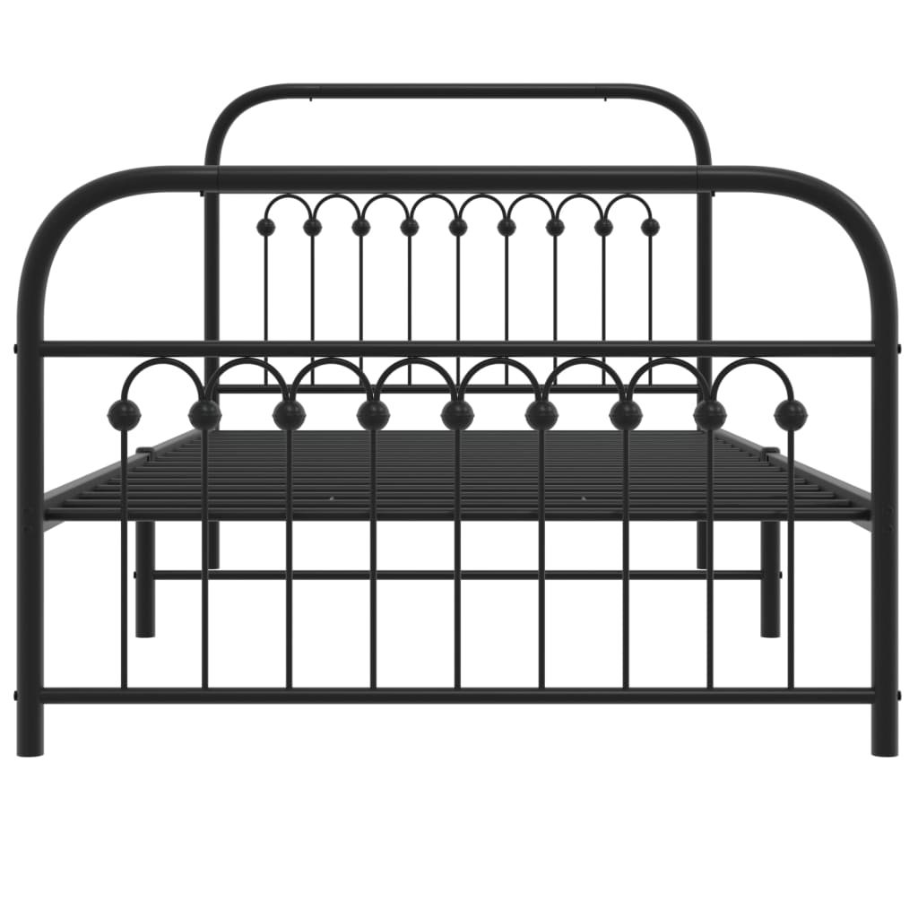 Sengeramme i metall med hode- og fotgavl svart 100x190 cm