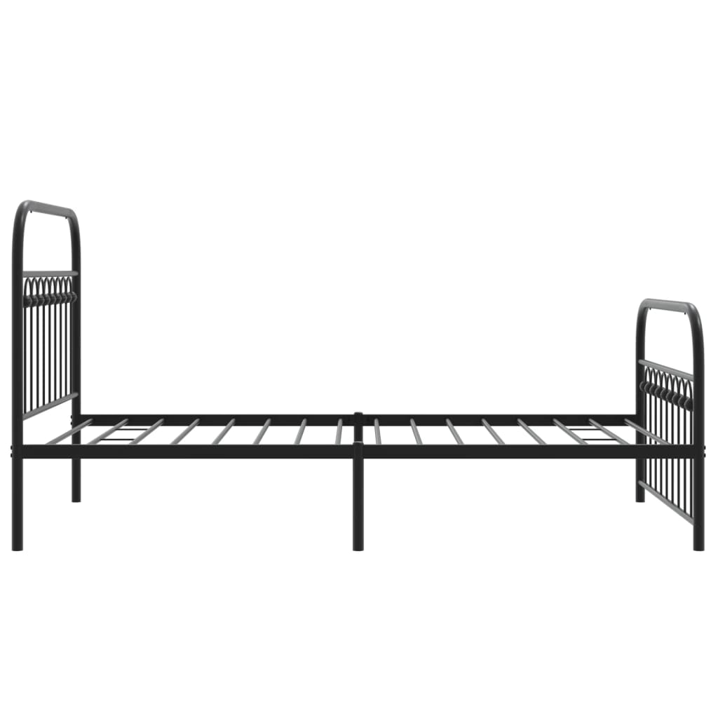 Sengeramme i metall med hode- og fotgavl svart 100x190 cm