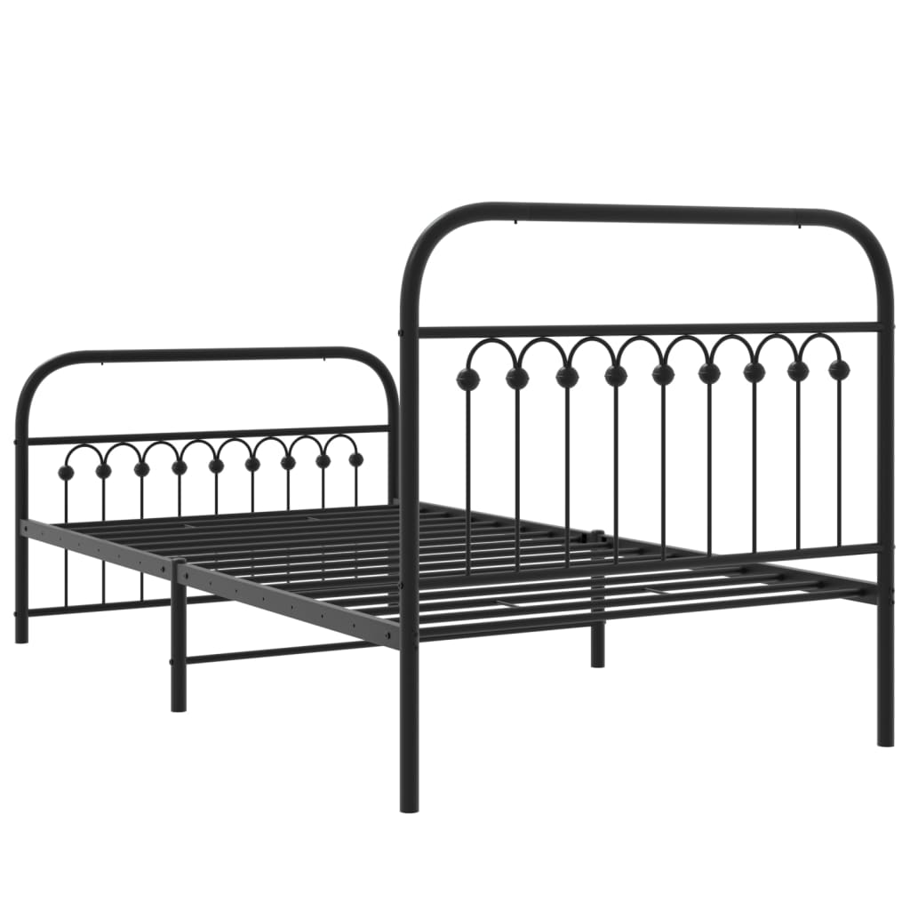 Sengeramme i metall med hode- og fotgavl svart 100x190 cm