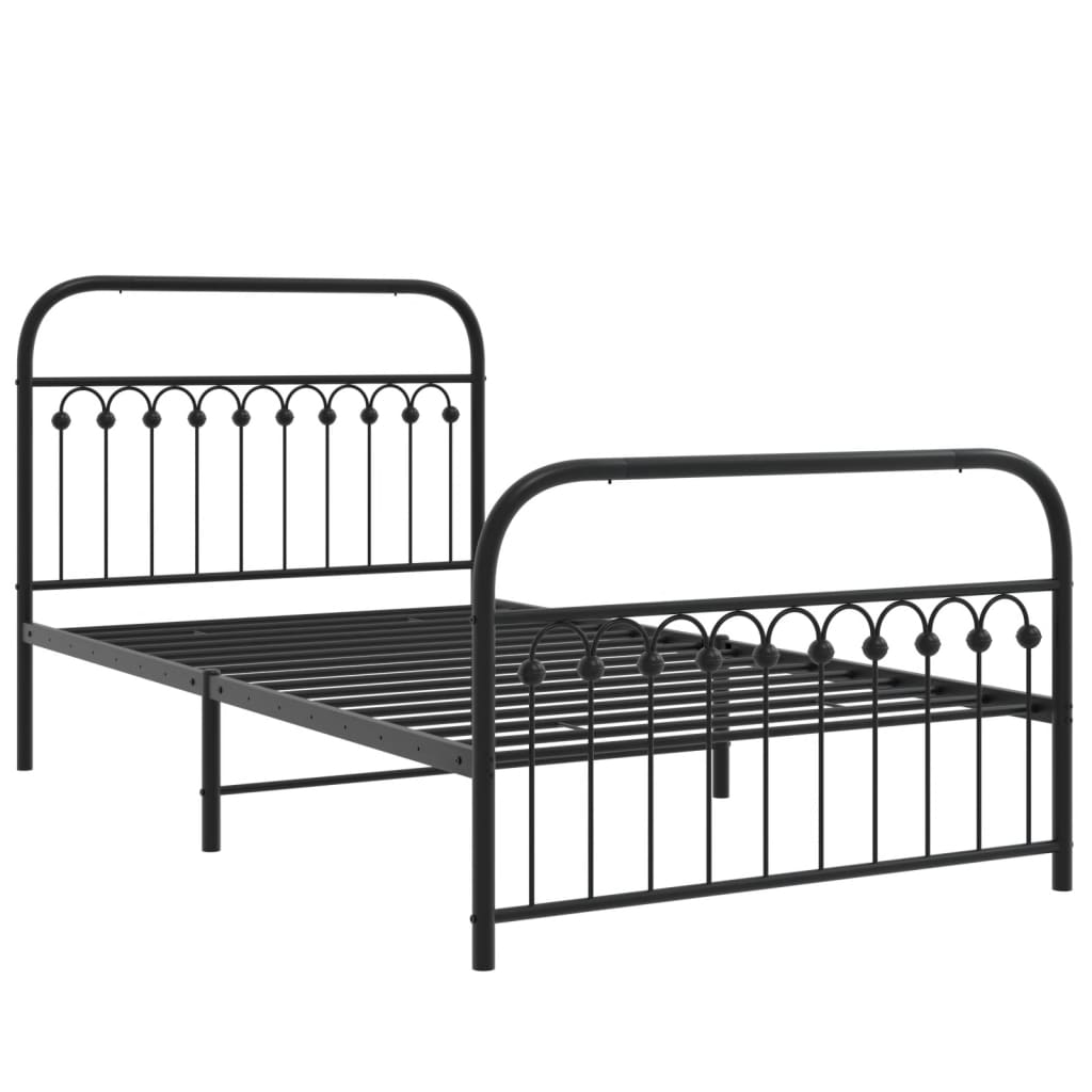Sengeramme i metall med hode- og fotgavl svart 107x203 cm