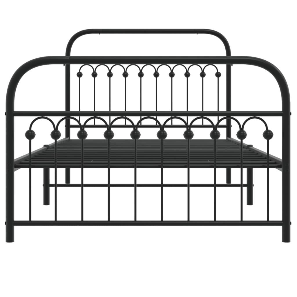 Sengeramme i metall med hode- og fotgavl svart 107x203 cm