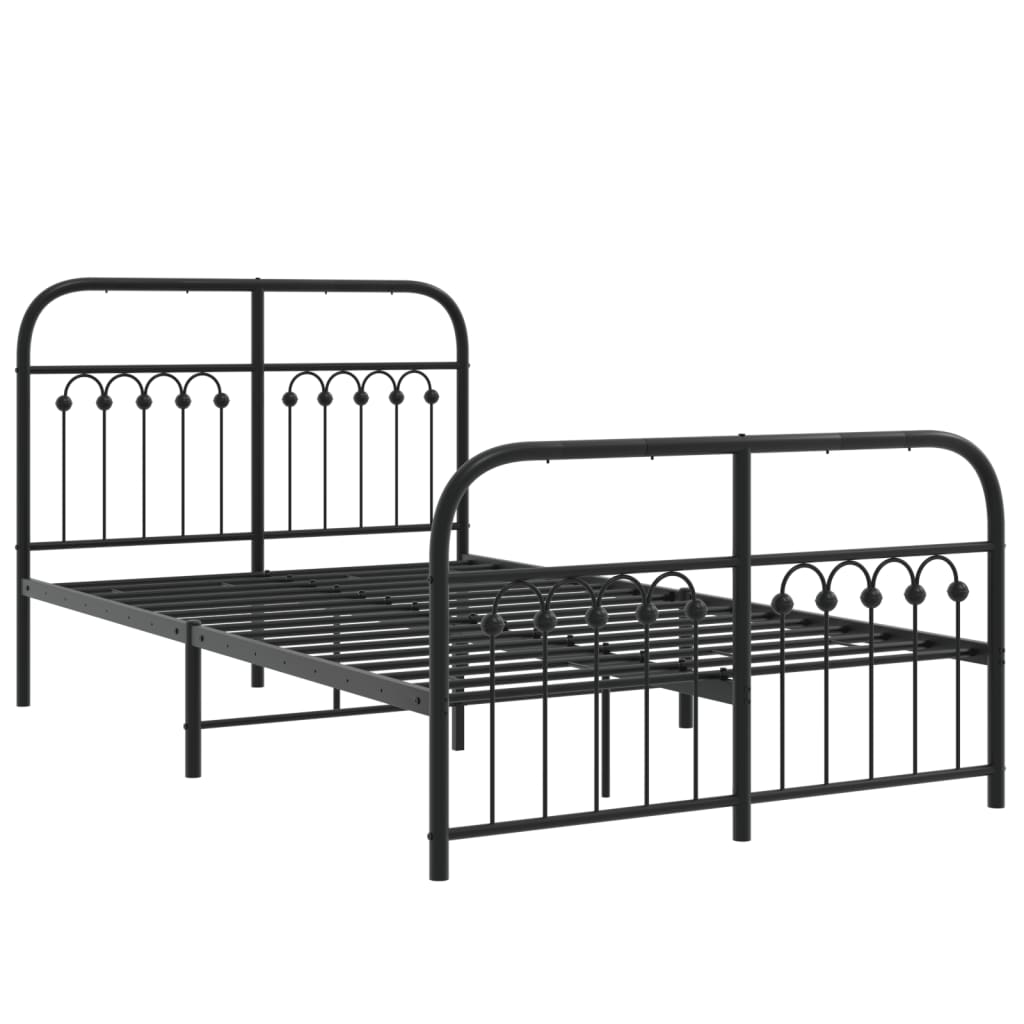 Sengeramme i metall med hode- og fotgavl svart 120x190 cm