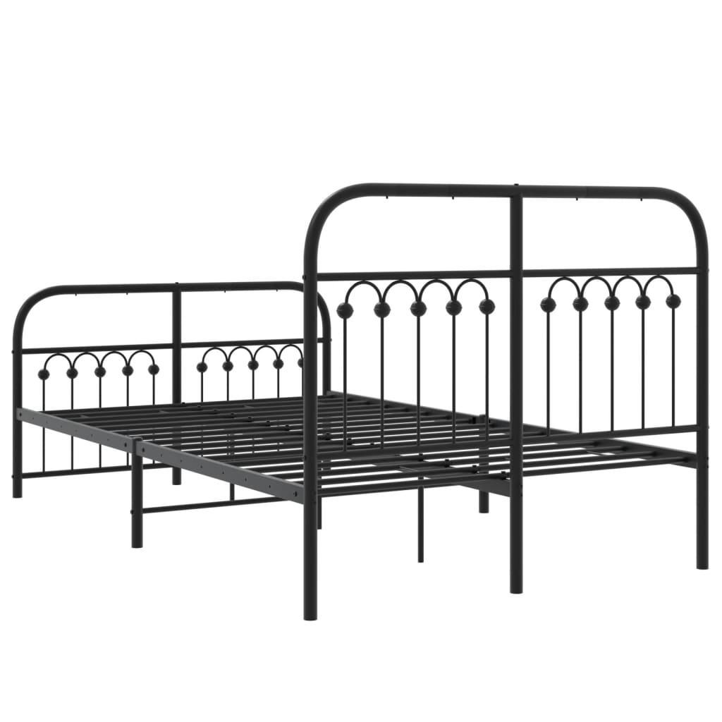 Sengeramme i metall med hode- og fotgavl svart 120x190 cm