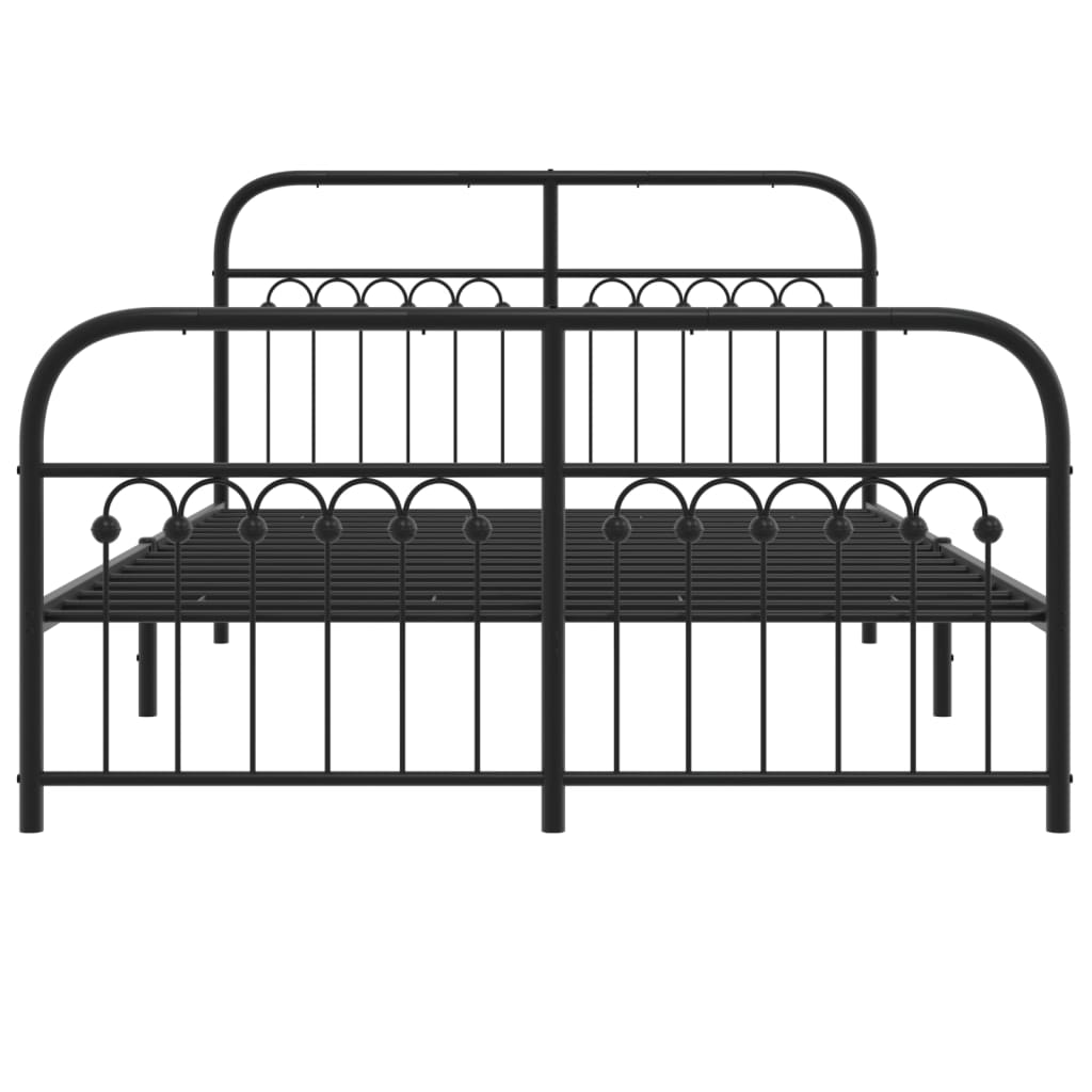Sengeramme i metall med hode- og fotgavl svart 140x190 cm