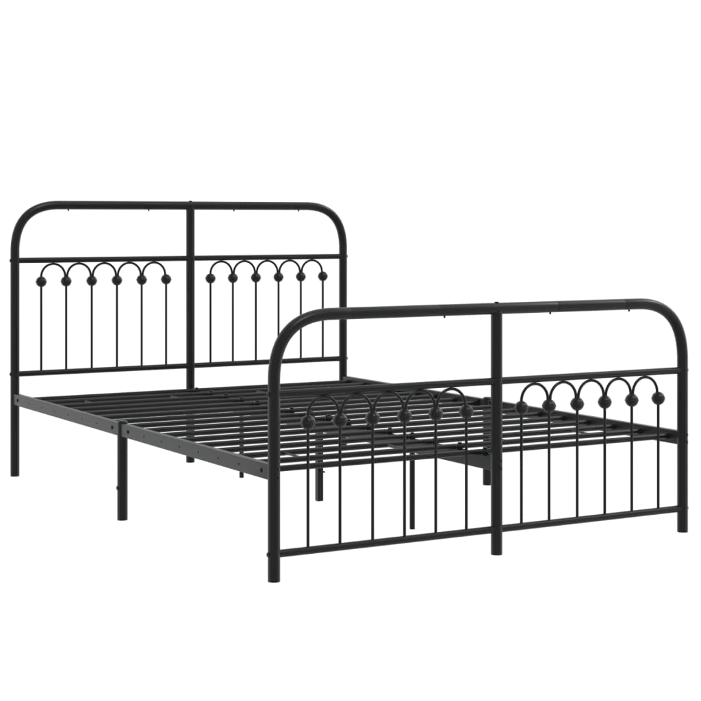 Sengeramme i metall med hode- og fotgavl svart 140x200 cm