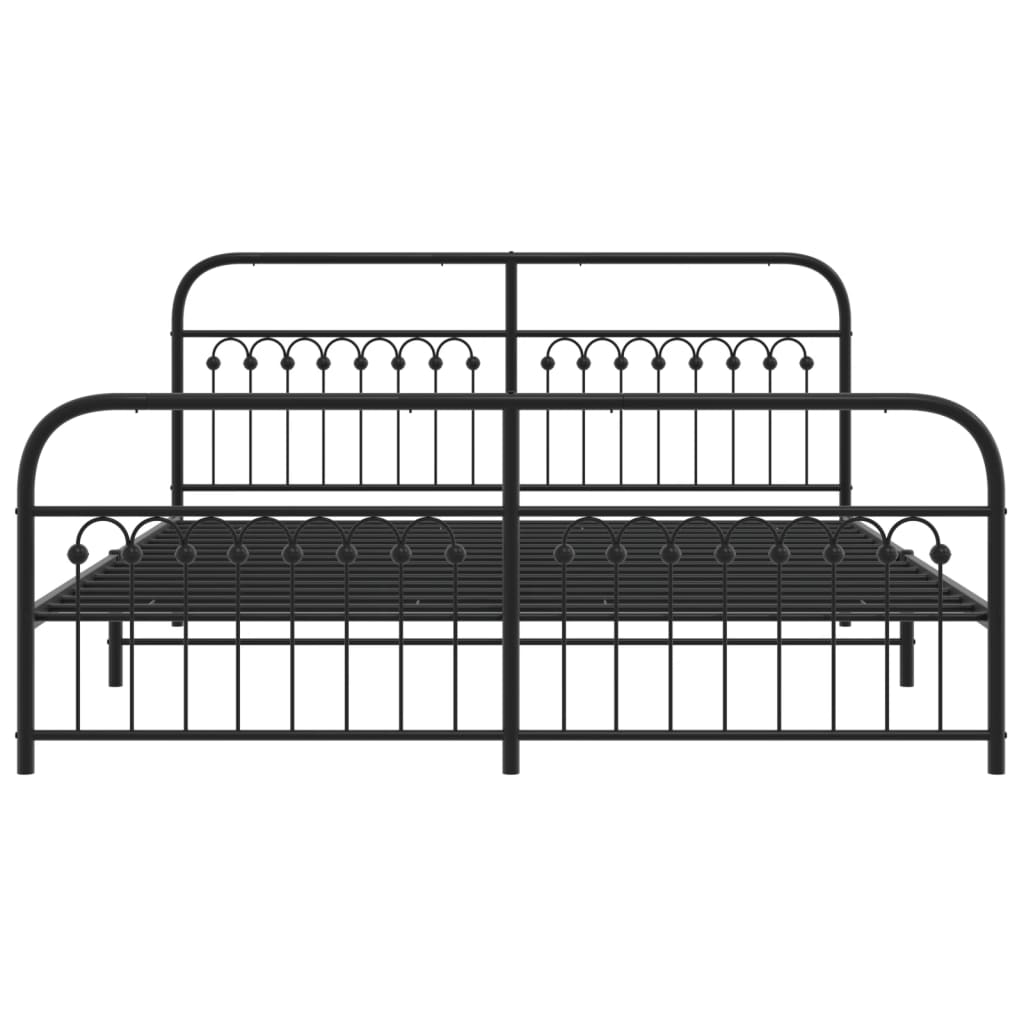 Sengeramme i metall med hode- og fotgavl svart 183x203 cm