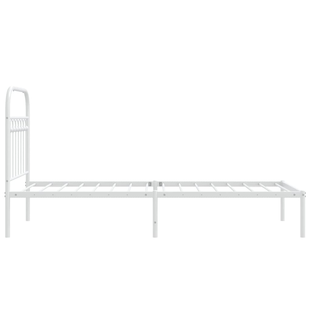 Sengeramme i metall uten madrass med hodegavl hvit 75x190 cm