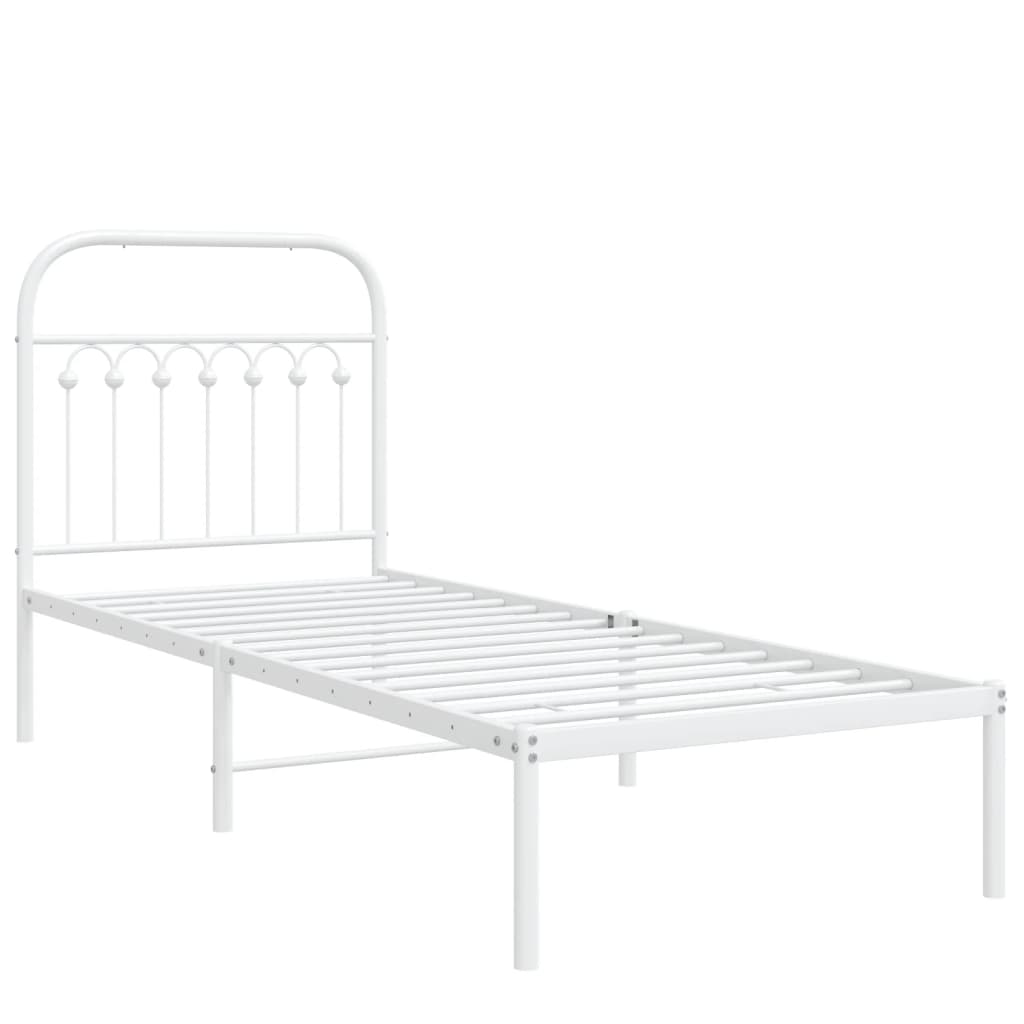 Sengeramme i metall med hodegavl hvit 80x200 cm