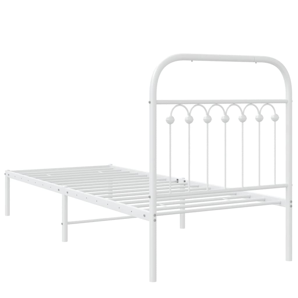 Sengeramme i metall med hodegavl hvit 80x200 cm
