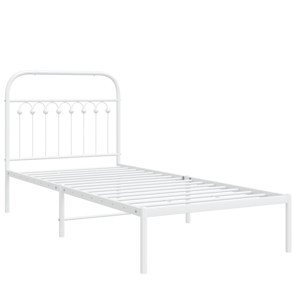 Sengeramme i metall med hodegavl hvit 90x200 cm