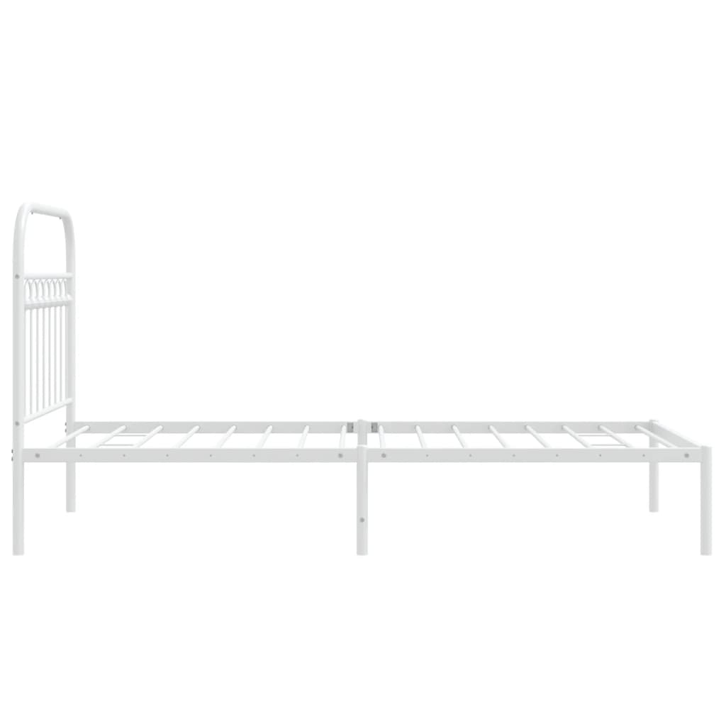 Sengeramme i metall med hodegavl hvit 90x200 cm