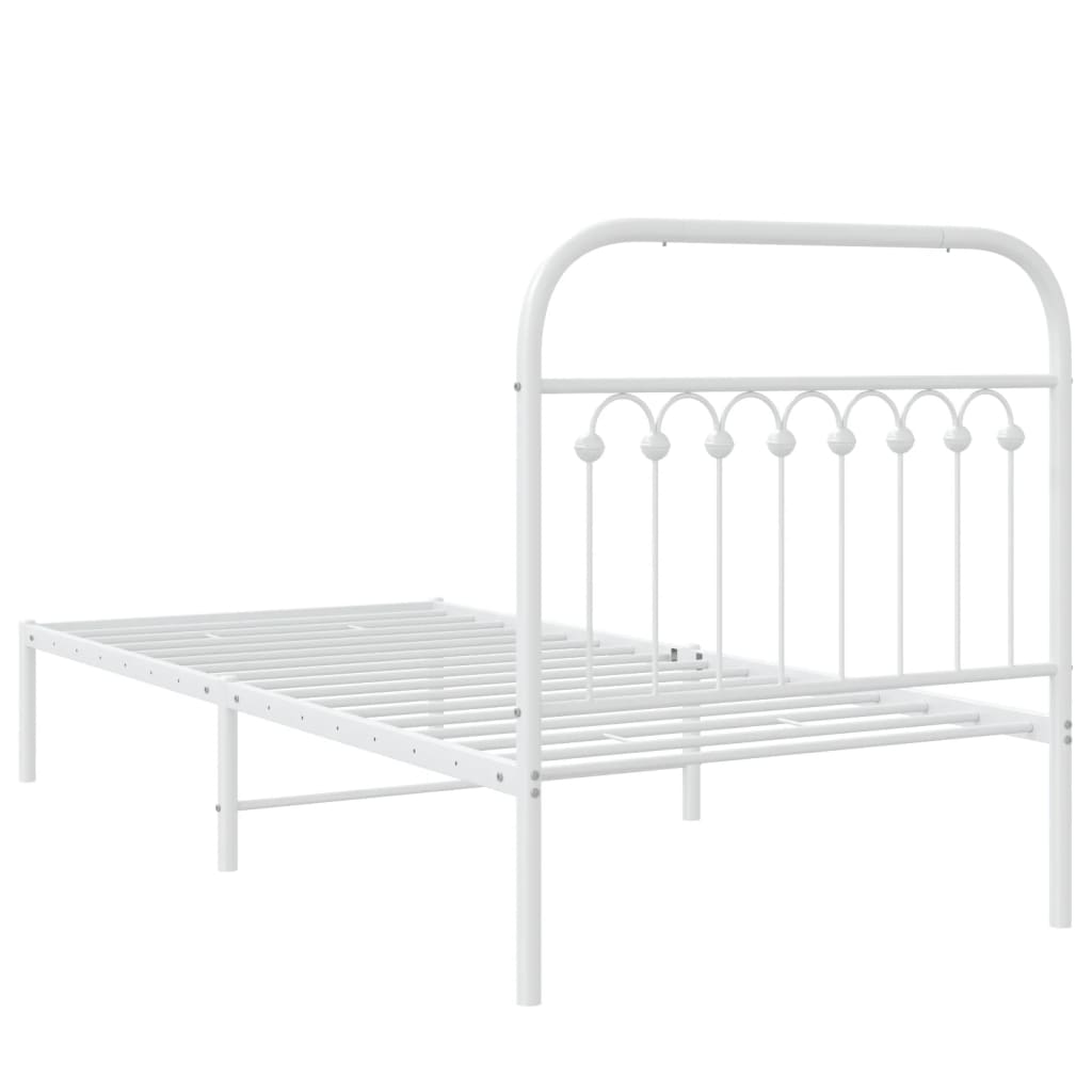 Sengeramme i metall med hodegavl hvit 90x200 cm