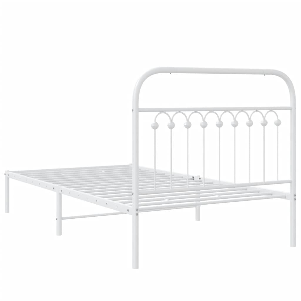 Sengeramme i metall med hodegavl hvit 100x200 cm