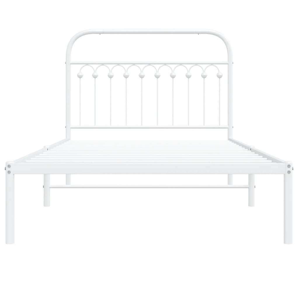 Sengeramme i metall med hodegavl hvit 107x203 cm