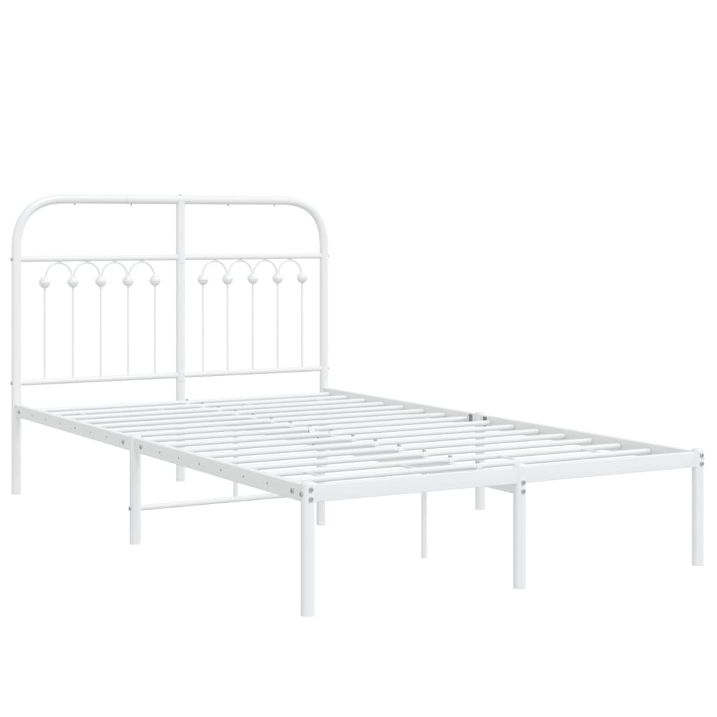 Sengeramme i metall med hodegavl hvit 120x200 cm