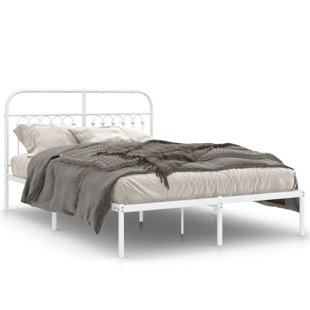 Sengeramme i metall med hodegavl hvit 135x190 cm