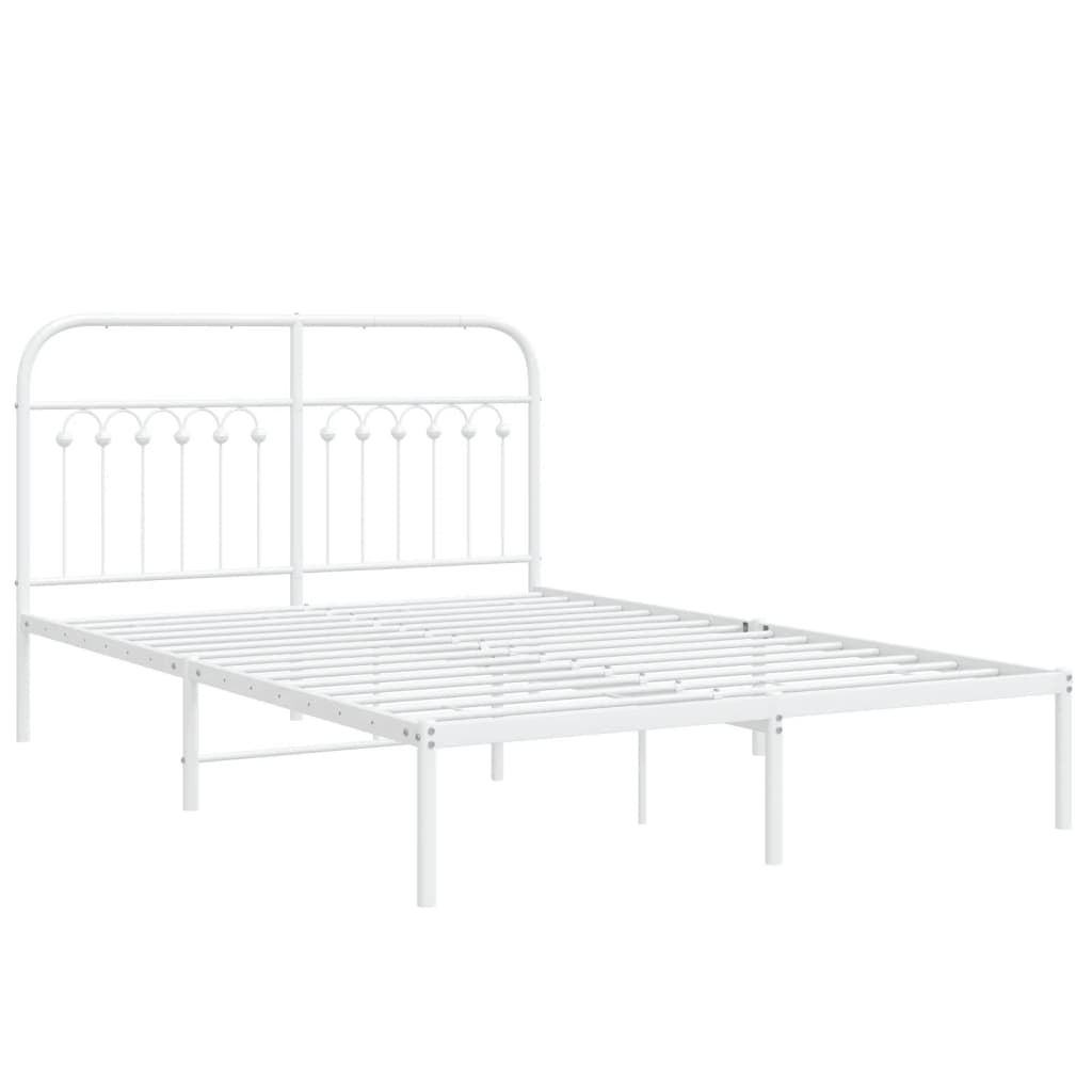 Sengeramme i metall med hodegavl hvit 135x190 cm