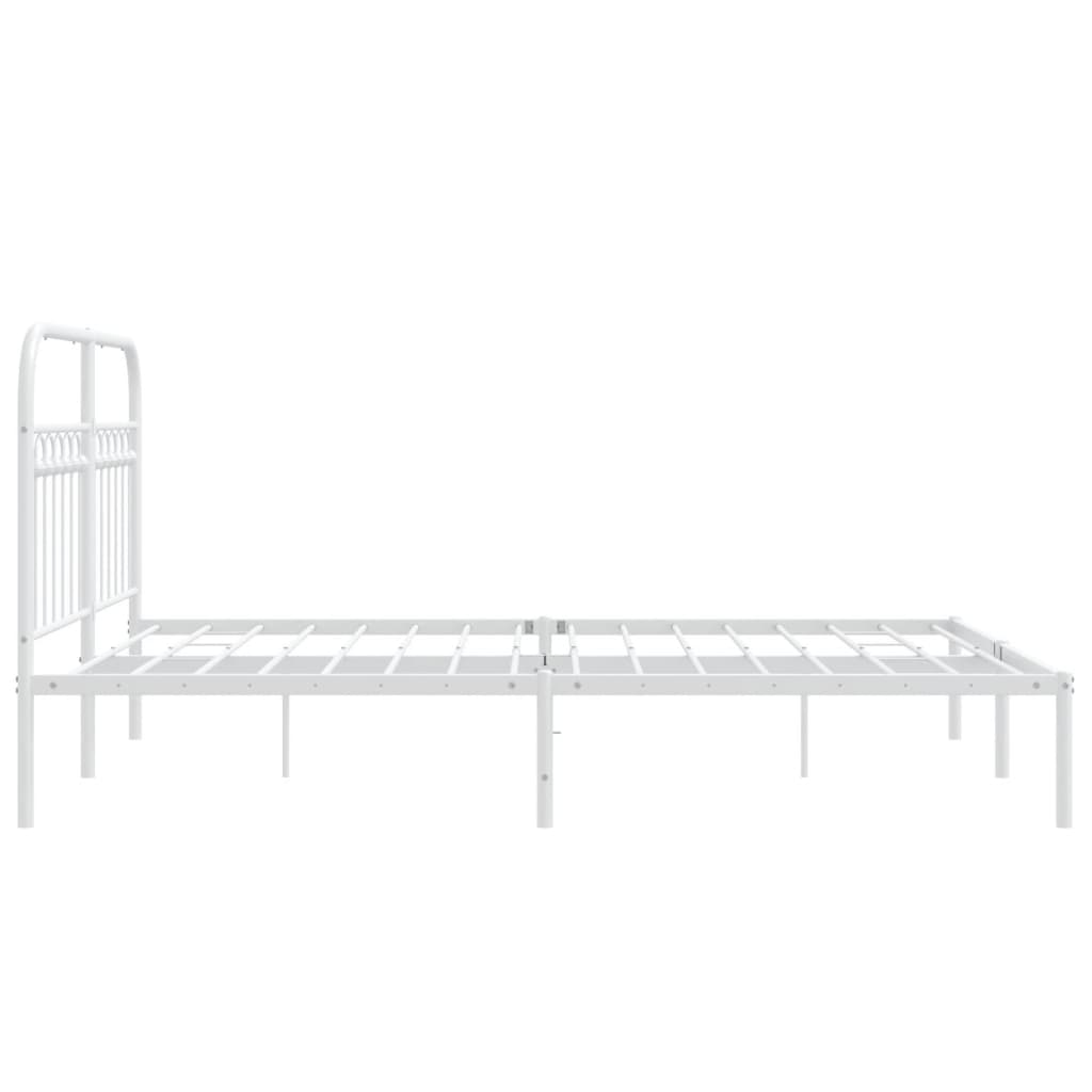 Sengeramme i metall med hodegavl hvit 135x190 cm