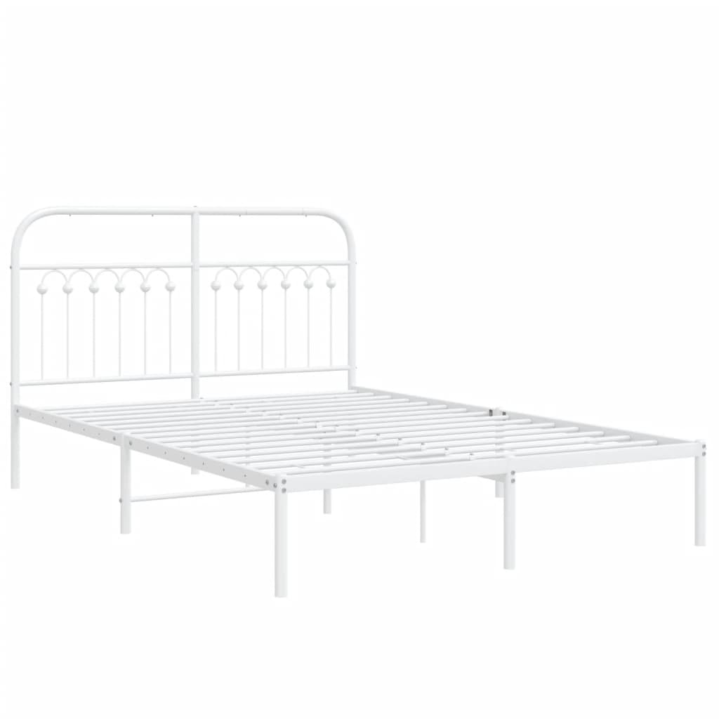 Sengeramme i metall med hodegavl hvit 140x190 cm