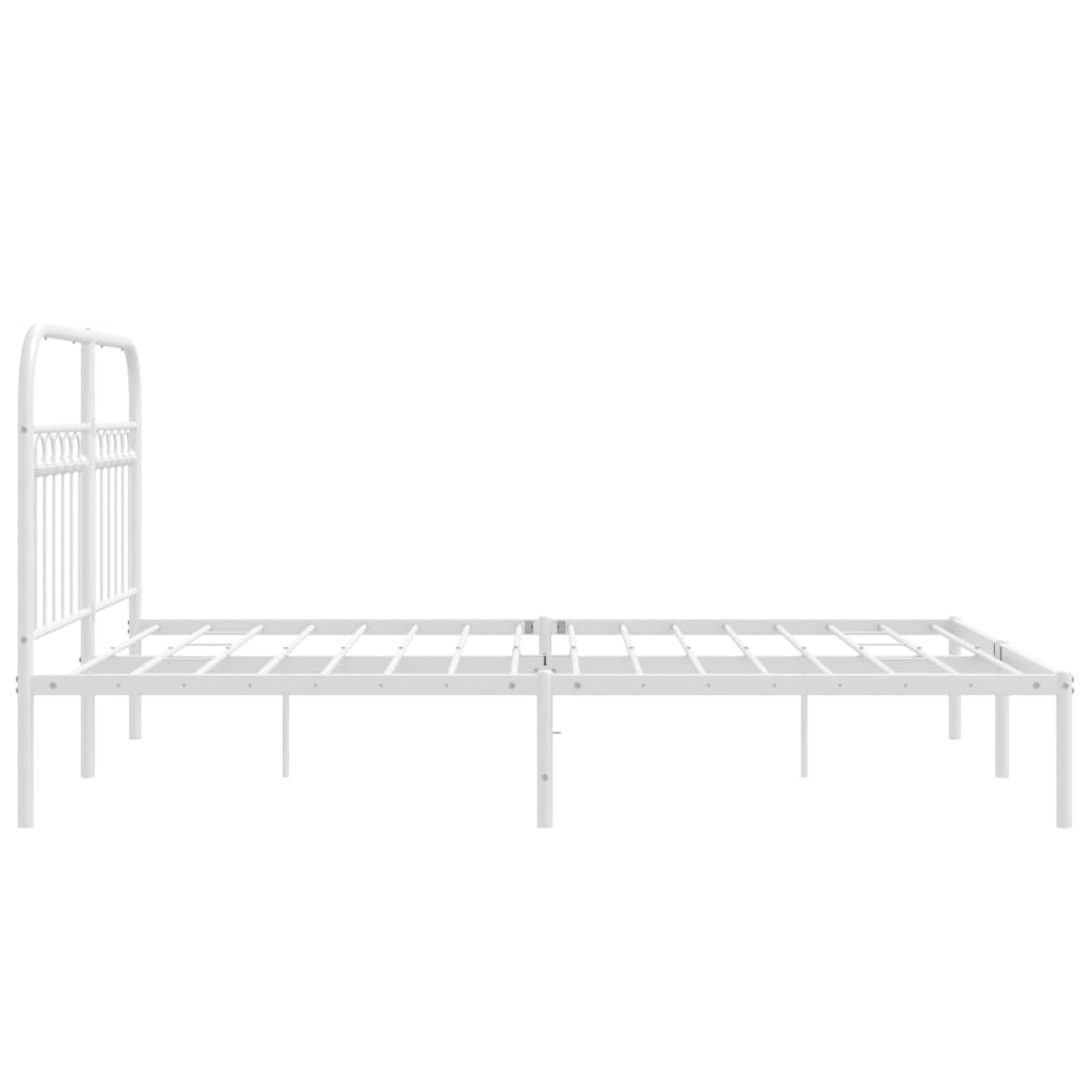 Sengeramme i metall med hodegavl hvit 140x190 cm