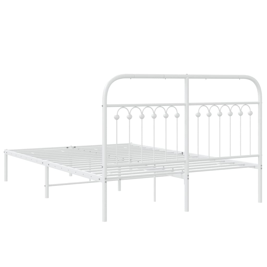 Sengeramme i metall med hodegavl hvit 140x190 cm