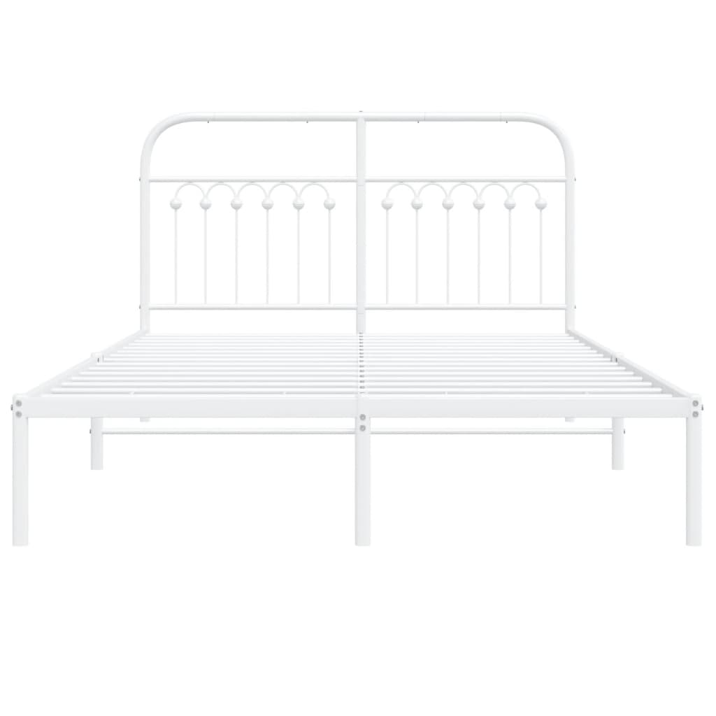 Sengeramme i metall med hodegavl hvit 140x200 cm