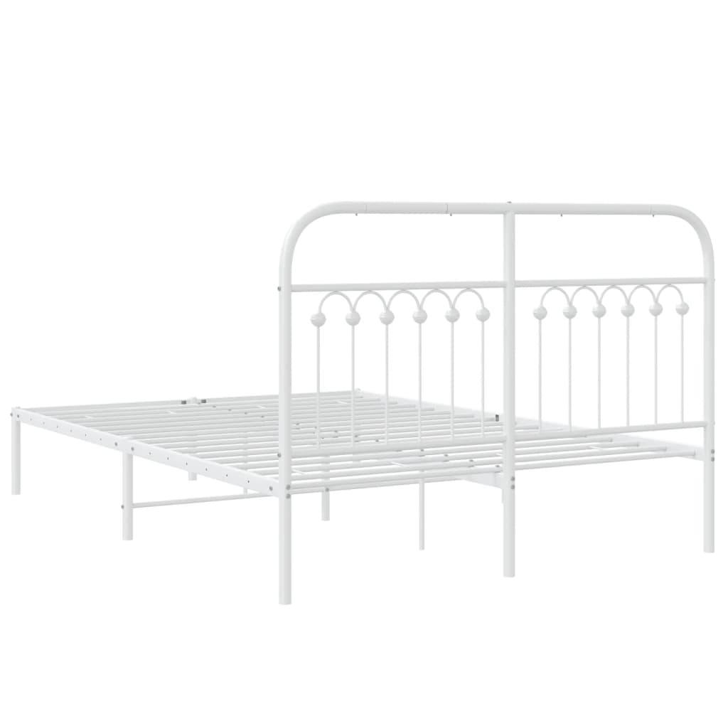 Sengeramme i metall med hodegavl hvit 140x200 cm
